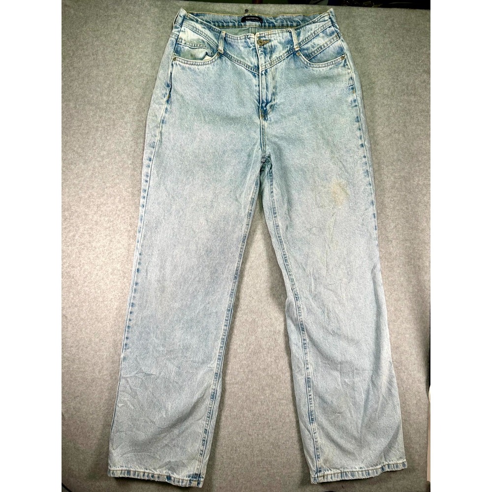 Trendyol Jeans Womens 40 Blue Denim Medium Wash Straight Leg Streetwear Casual